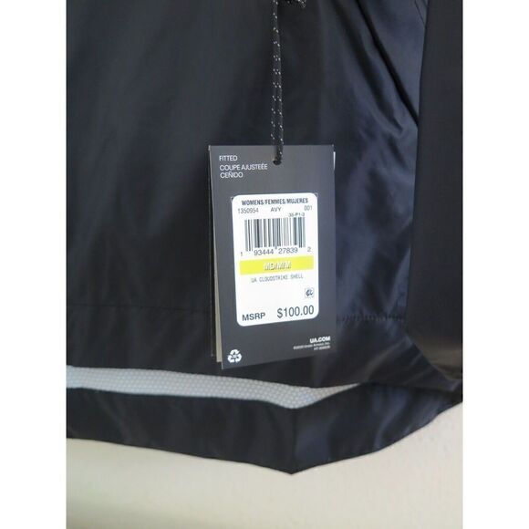 Under Armour 1350954 Women's Sz M Black Cloudstrike Shell Hooded Jacket $100 - Picture 4 of 10